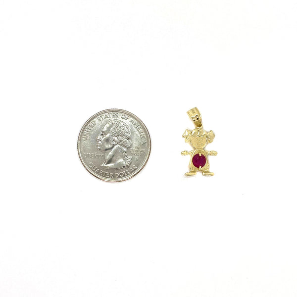 14k Yellow Gold Child Birthstone Pendant Charm for Necklace Kid