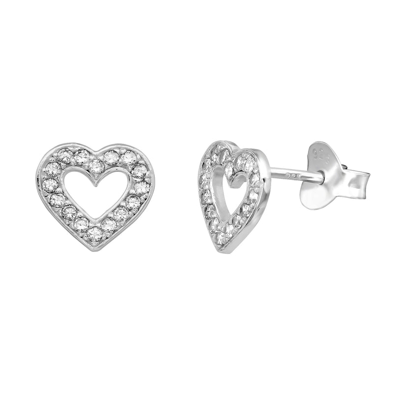 Open Heart CZ Studs