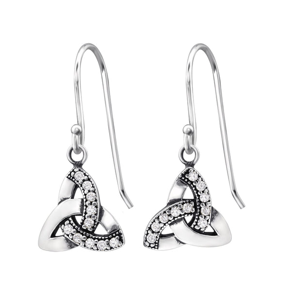 Trinity Knot CZ Drop Earrings