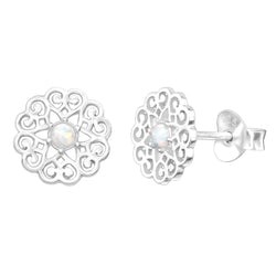 Heart Flower Opal Studs