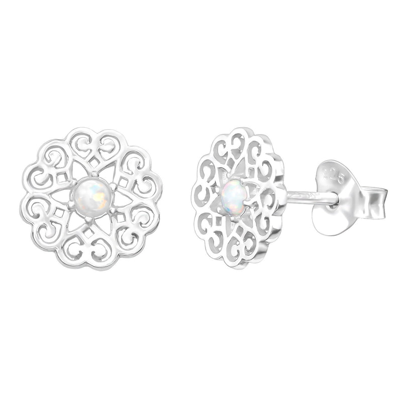 Heart Flower Opal Studs