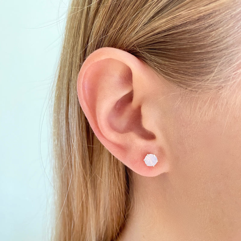 Round Swarovski Opal Studs