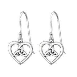 Trinity Knot Heart Dangle Earrings