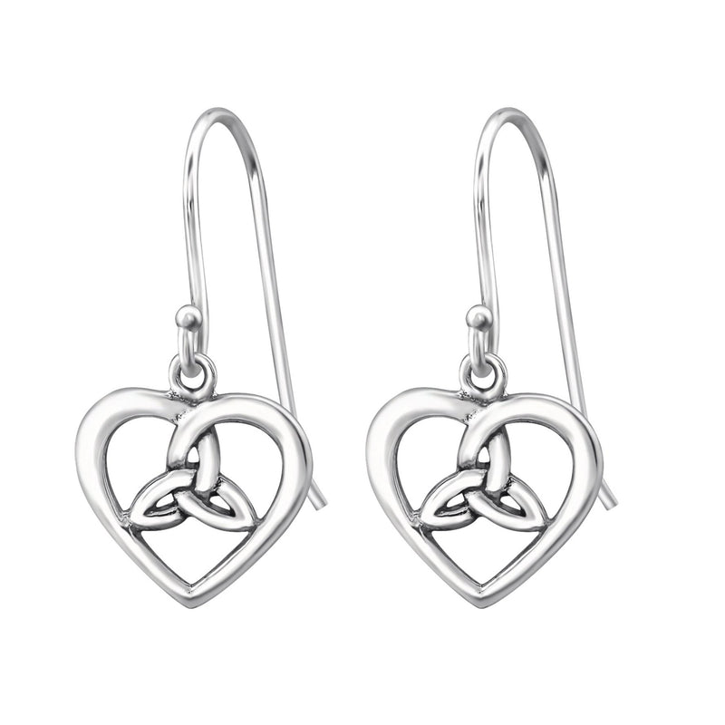 Trinity Knot Heart Dangle Earrings