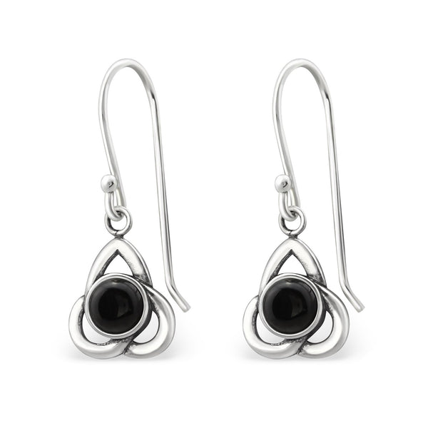 Trinity Knot Onyx Dangle Earrings