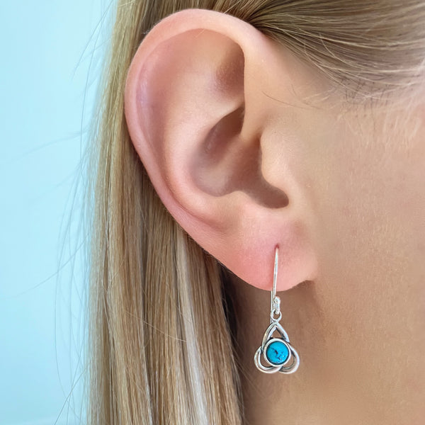 Trinity Knot Blue Turquoise Dangle Earrings