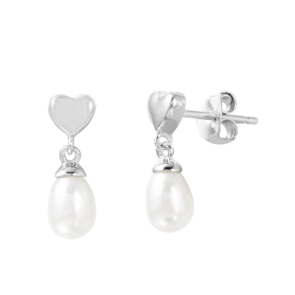Heart Pearl Dangle Earrings