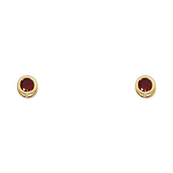 Round Birthstone CZ Bezel Studs