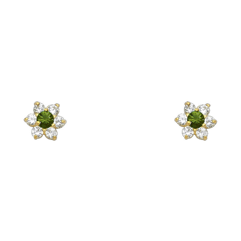Flower Birthstone CZ Studs