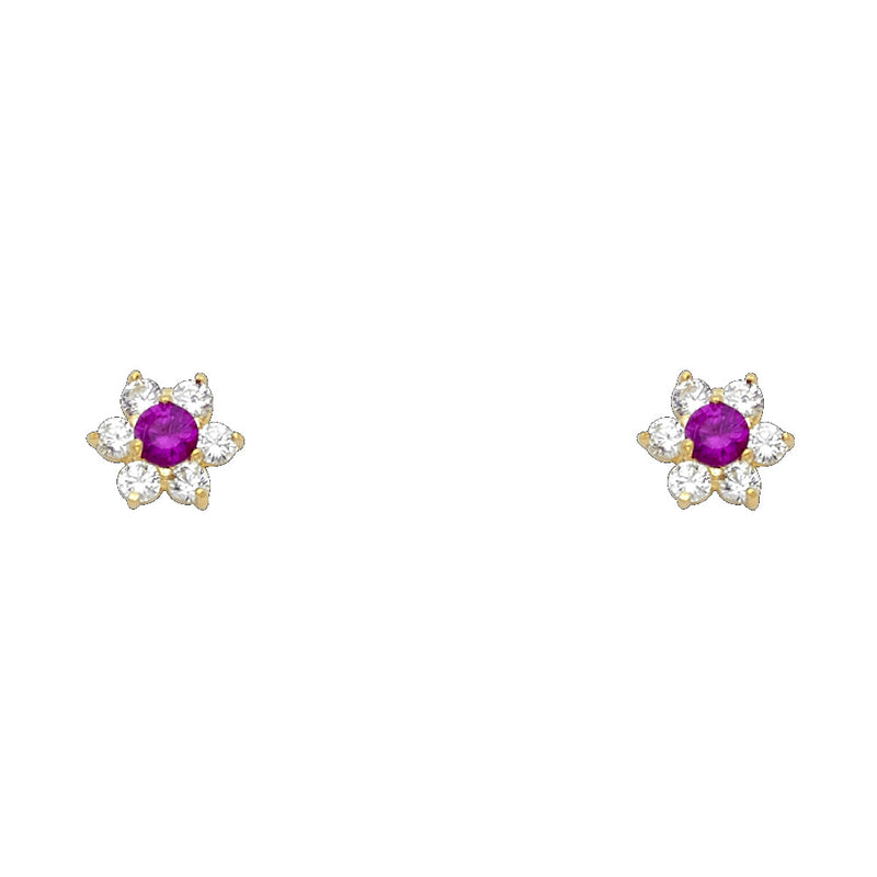 Flower Birthstone CZ Studs