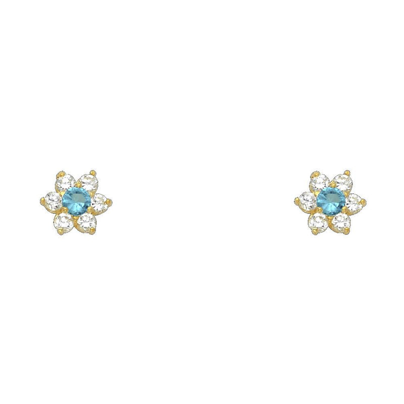 Flower Birthstone CZ Studs