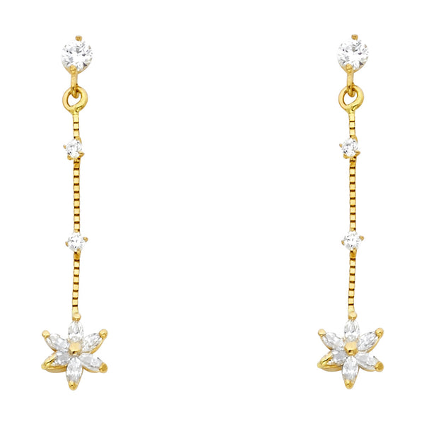 Flower CZ Drop Earrings