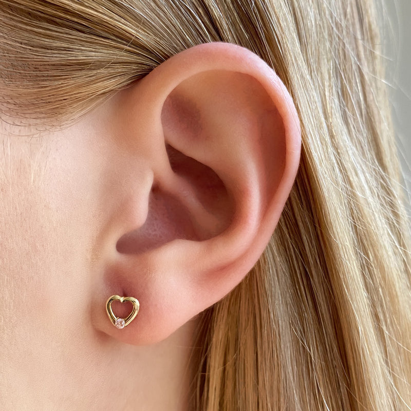 Open Heart CZ Studs