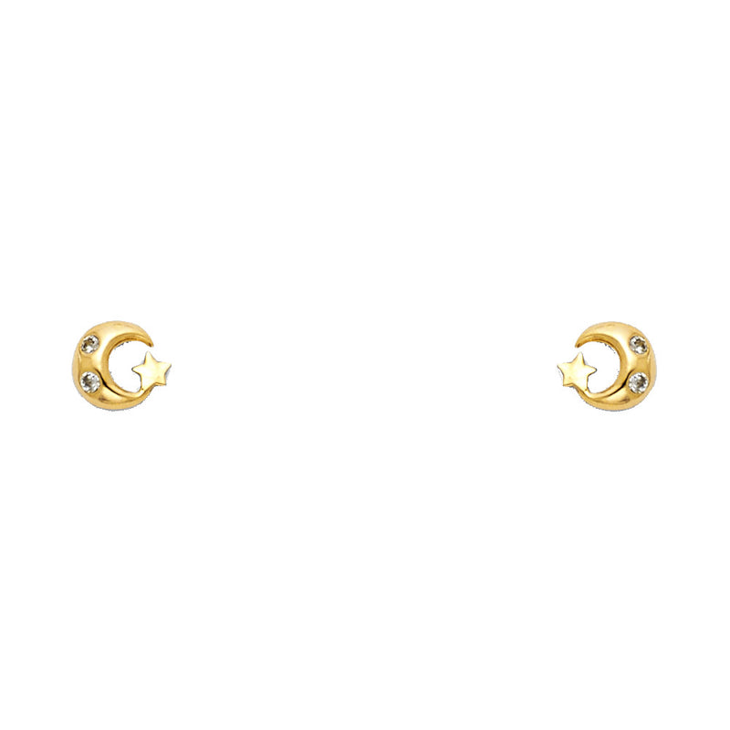Moon and Little Star Studs