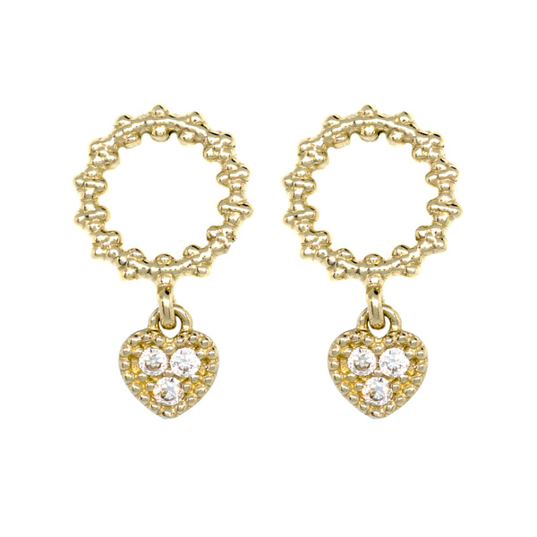 Heart Dangle Circle Earrings