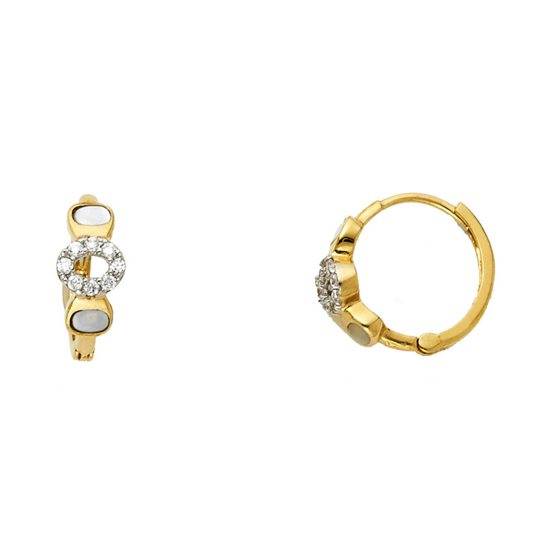 Side Stone Halo Huggies