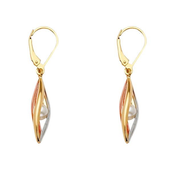 Spiral Cocoon Pearl Dangle Earrings