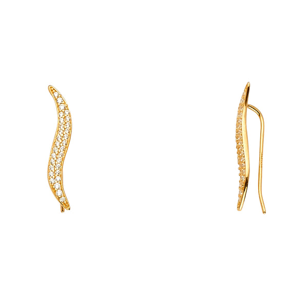 Wave CZ Clip Earrings