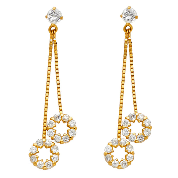 Open Circle CZ Drop Earrings
