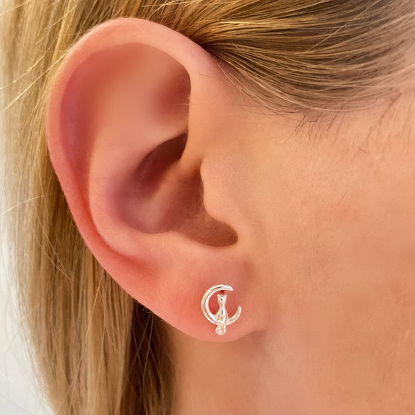 Cat & Moon Studs