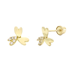 Heart Leaf CZ Studs