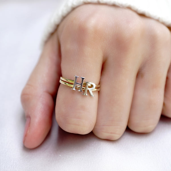 Two Tone Initial Ring