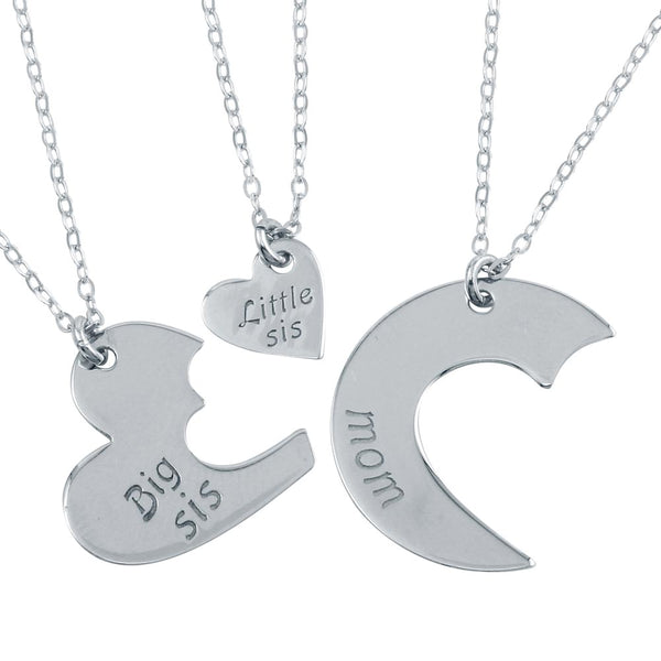 Mom & Sisters Heart Necklace Set