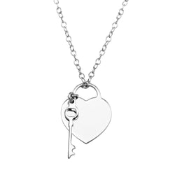 Sterling Silver Key To My Heart Key Pendant Necklace, 18 