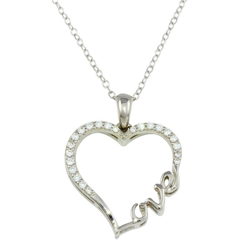 Love Heart CZ Pendant Necklace