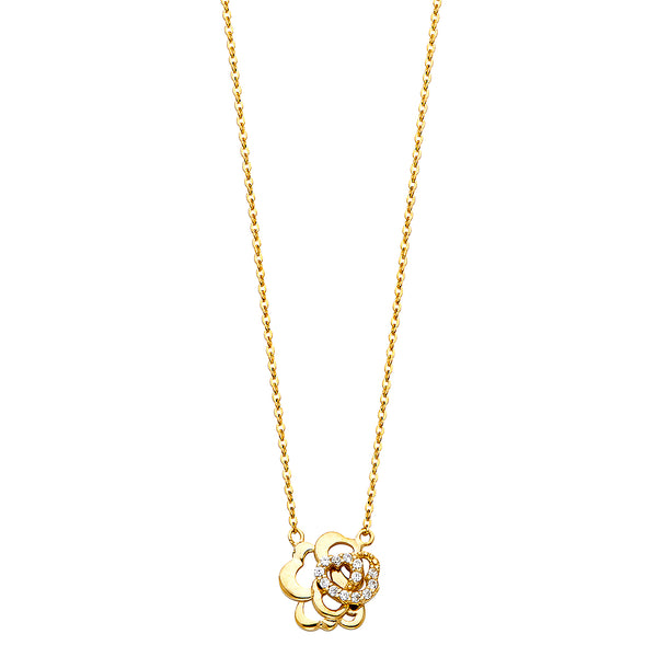 Heart Flower Charm Necklace