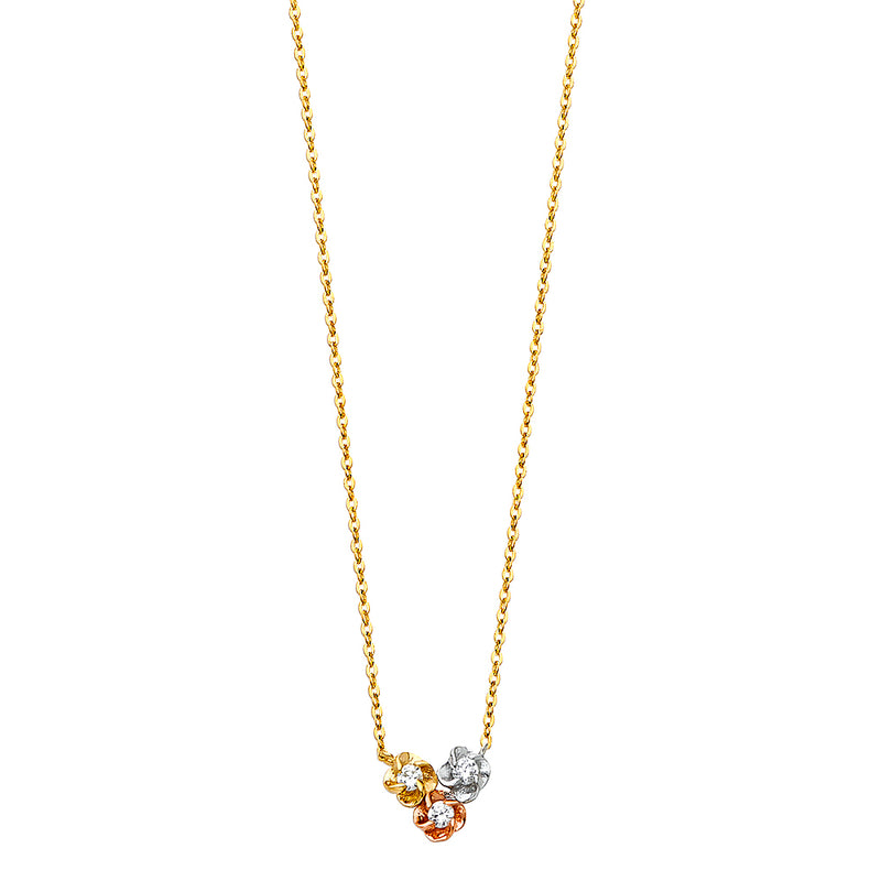 Three Flower Charm Necklace