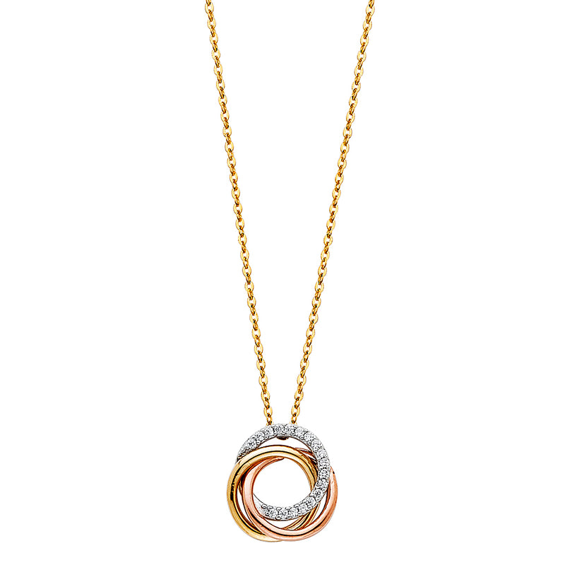 3 Interlocked Rings Charm Necklace