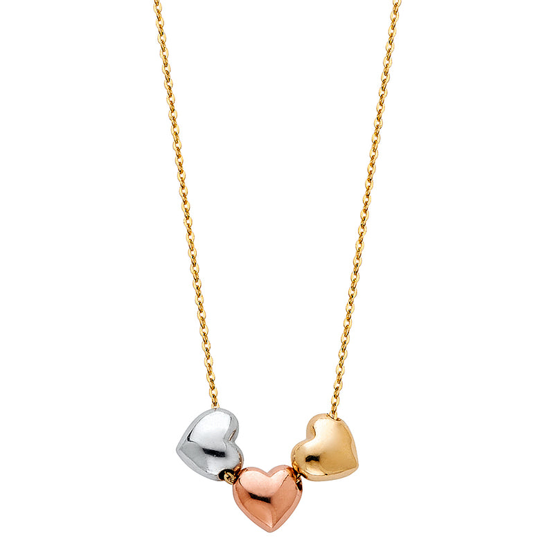 3 Small Hearts Charm Necklace