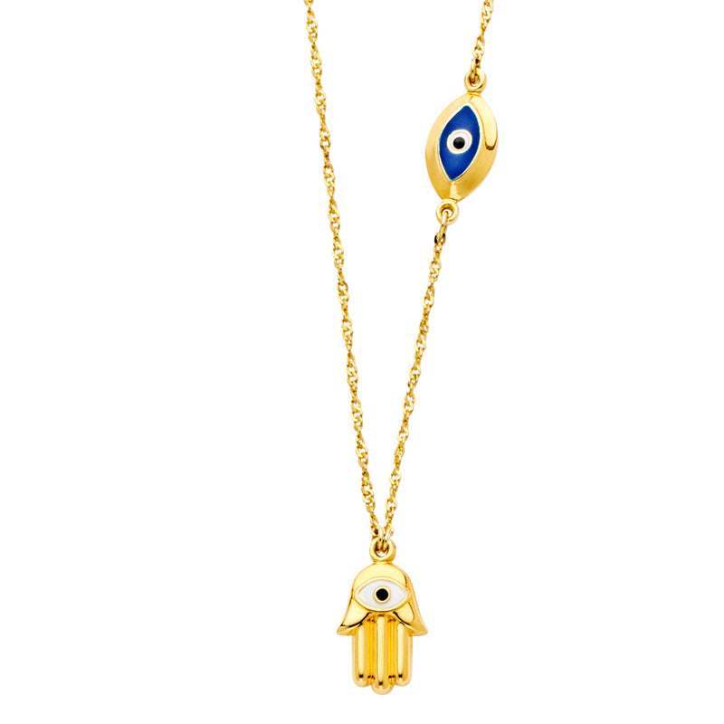 Evil Eye & Hamsa Pendant Necklace