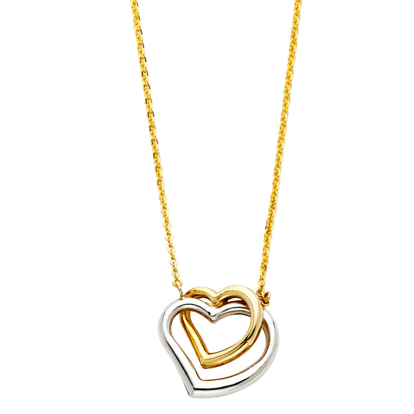 Two Interlocked Heart Charm Necklace