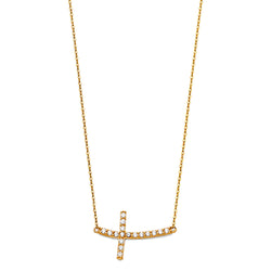 Curved Cross Charm Necklace