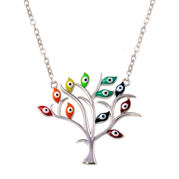 Evil Eye Tree Necklace