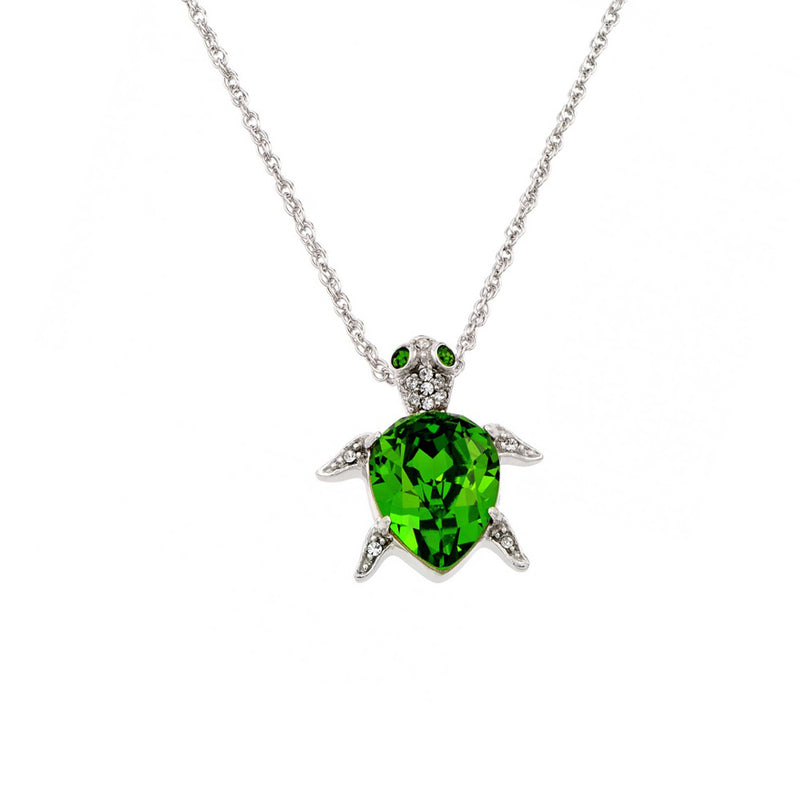 Green Turtle CZ Pendant Necklace