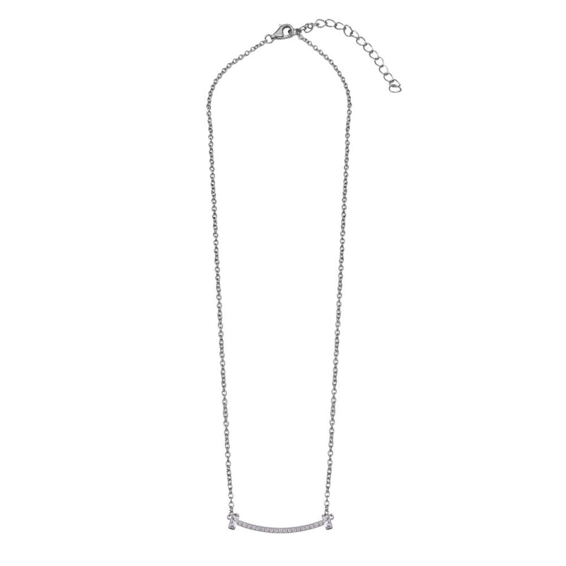 Curved Bar CZ Pendant Necklace