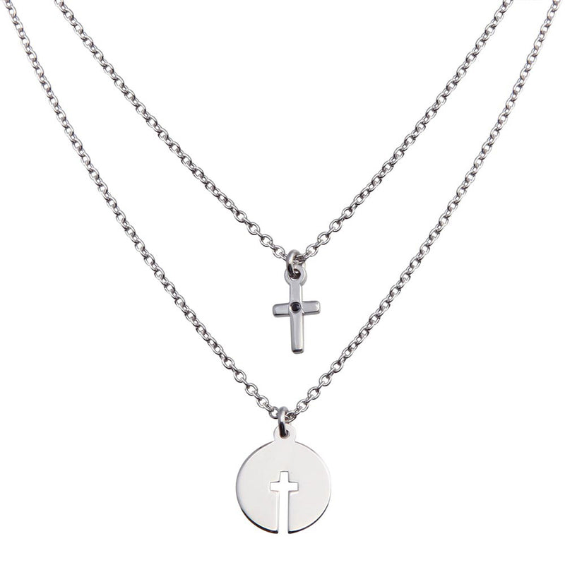 Cross Layered Pendant Necklace