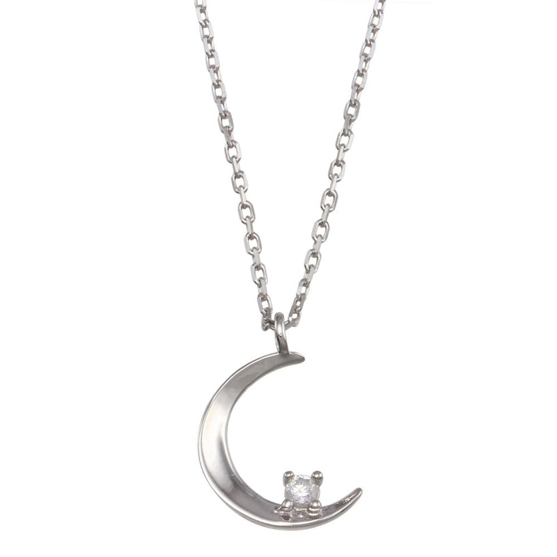 Crescent Moon CZ Pendant Necklace