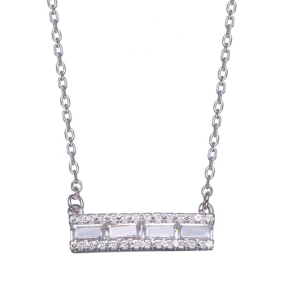 Rectangular Bar CZ Pendant Necklace