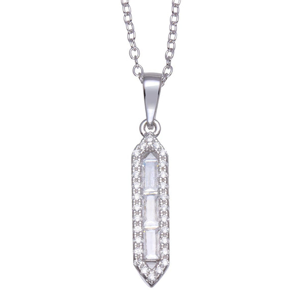 Diamond Bar CZ Pendant Necklace