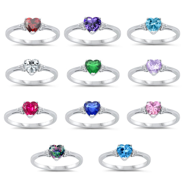 Heart CZ Side Stone Ring