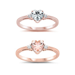 Heart CZ Side Stone Ring