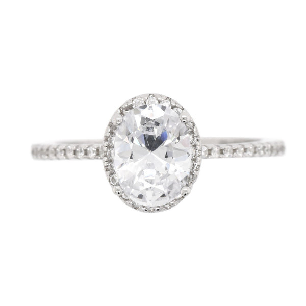 Oval CZ Halo Ring