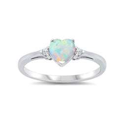 Heart Opal Side Stone Ring