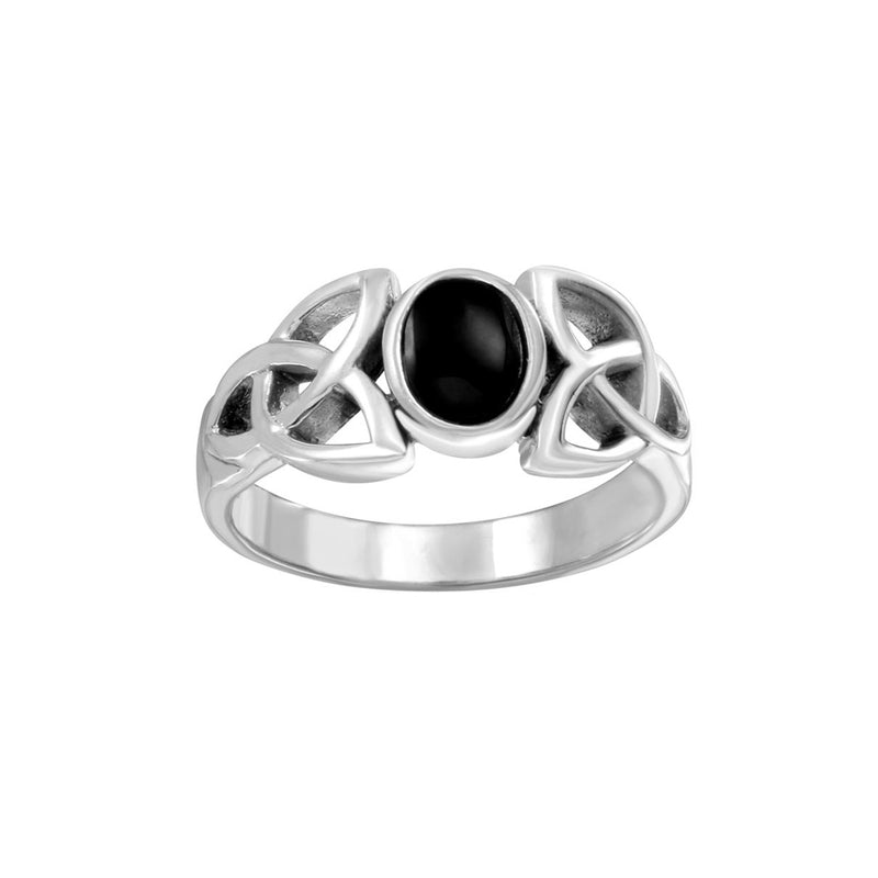 Black Oval Onyx Celtic Knot Ring