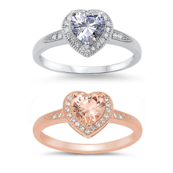 Heart CZ Halo Ring