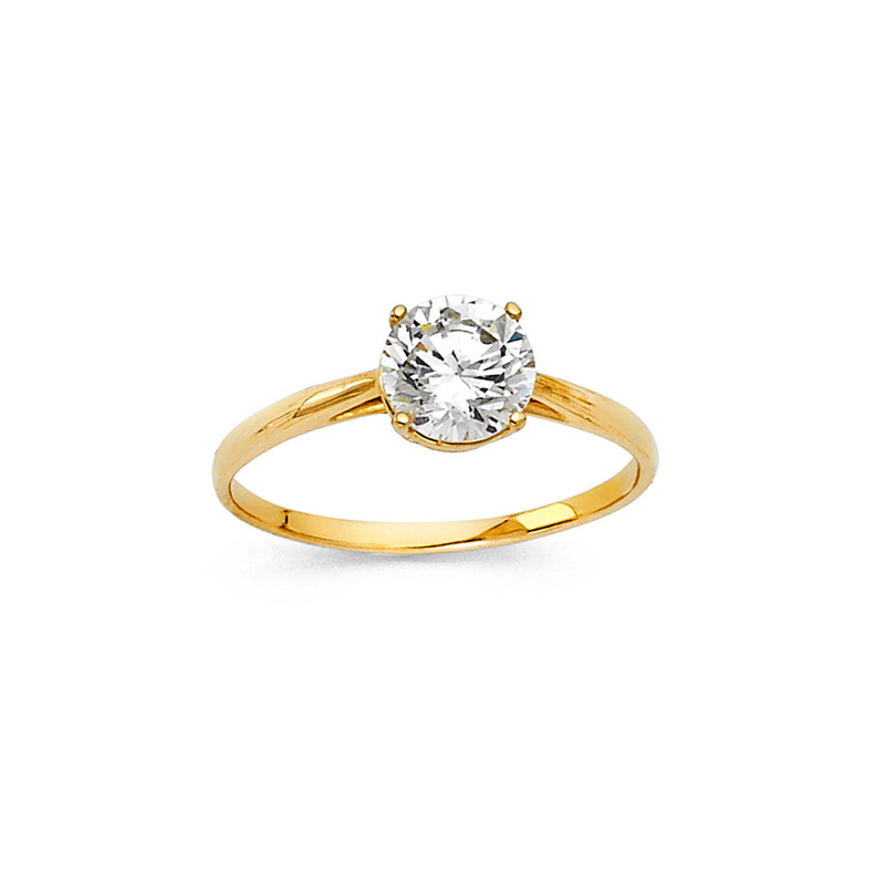 Round CZ Solitaire Cathedral Ring